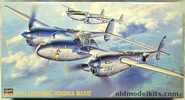 Hasegawa 1/72 P-38J Lightning Virginia Marie - 433 FS 475 FG 5th AF / Same but earlier / 383 FS 364 FG, JT1 plastic model kit